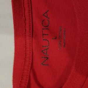NAUTICA T-SHIRT SIZE: LARGE COLOR: RED CONDITION: ☆☆FAIR